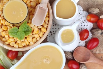 Corn milk and fresh sweet corn