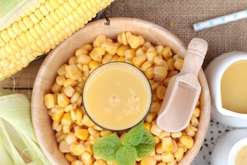 Corn milk and fresh sweet corn