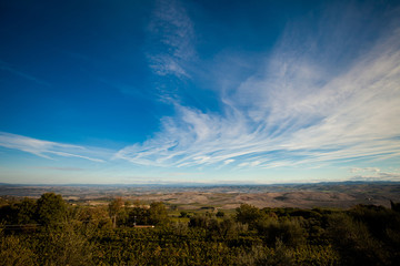 Naklejka na ściany i meble Beautiful autumn Tuscany vineyards view