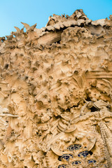 Sagrada Familia, Barcelona. Shooting of a facade.