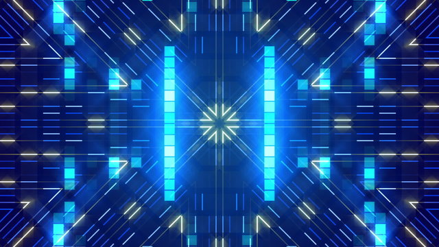 blue abstract background, glowing particles squares, loop