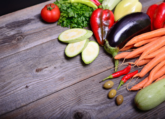 Vegetables on wood background