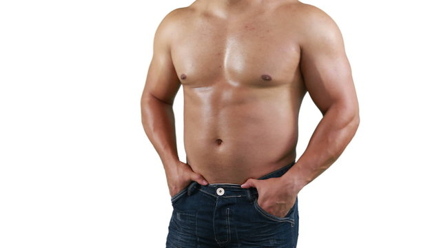 Muscular man posing for camera