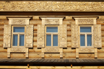 Windows with carved wooden frames