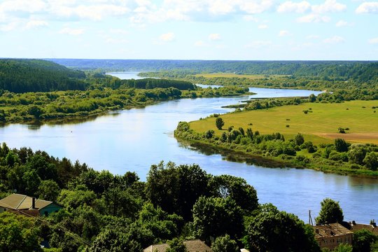 Nemunas river curve view from Vilkija church