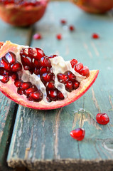 Open fresh ripe pomegranates fruit