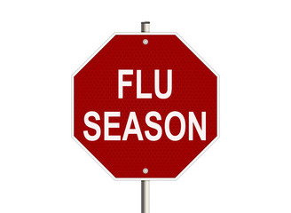 Obraz premium Flu season. Road sign on the white background. Raster illustration.