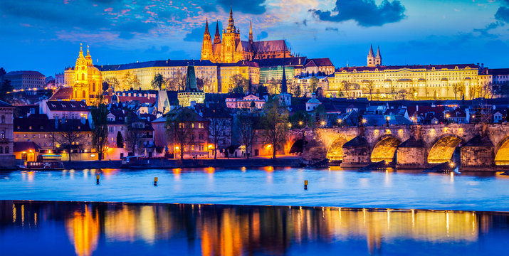 Prague Castle in twilight