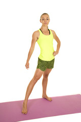 woman green tank top fitness pose front