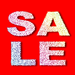 Sale concept illustration on red background