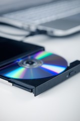 External optical disc writer. Compact device connected via USB