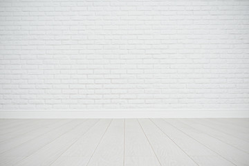 white blank brick wall and wooden floor