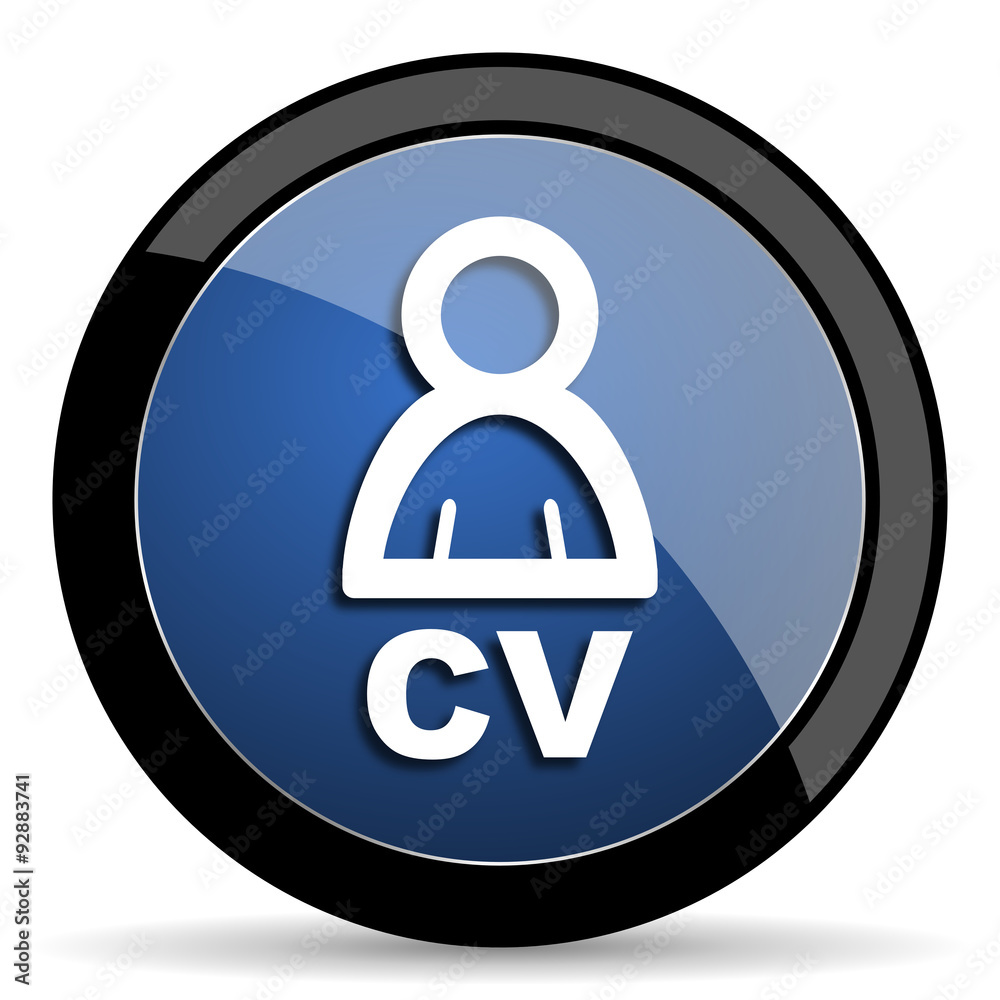 Aufkleber cv blue circle glossy web icon on white background, round button for internet and mobile app