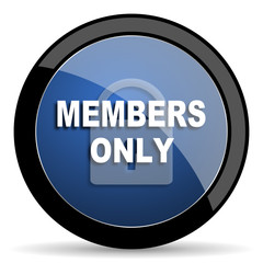 members only blue circle glossy web icon on white background, round button for internet and mobile app