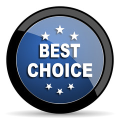 best choice blue circle glossy web icon on white background, round button for internet and mobile app