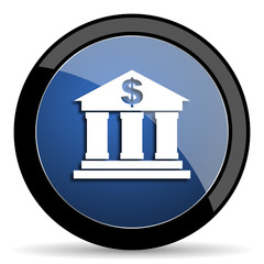 bank blue circle glossy web icon on white background, round button for internet and mobile app