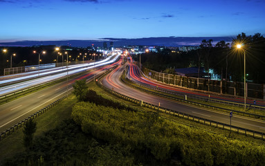 Fototapeta premium Freeway in Katowice in the evening.