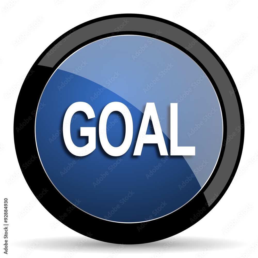 Aufkleber goal blue circle glossy web icon on white background, round button for internet and mobile app