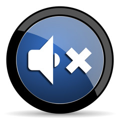 speaker volume blue circle glossy web icon on white background, round button for internet and mobile app