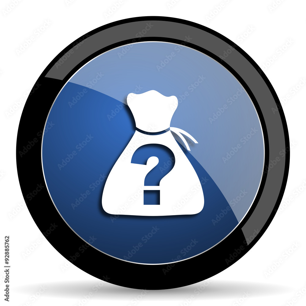 Aufkleber riddle blue circle glossy web icon on white background, round button for internet and mobile app