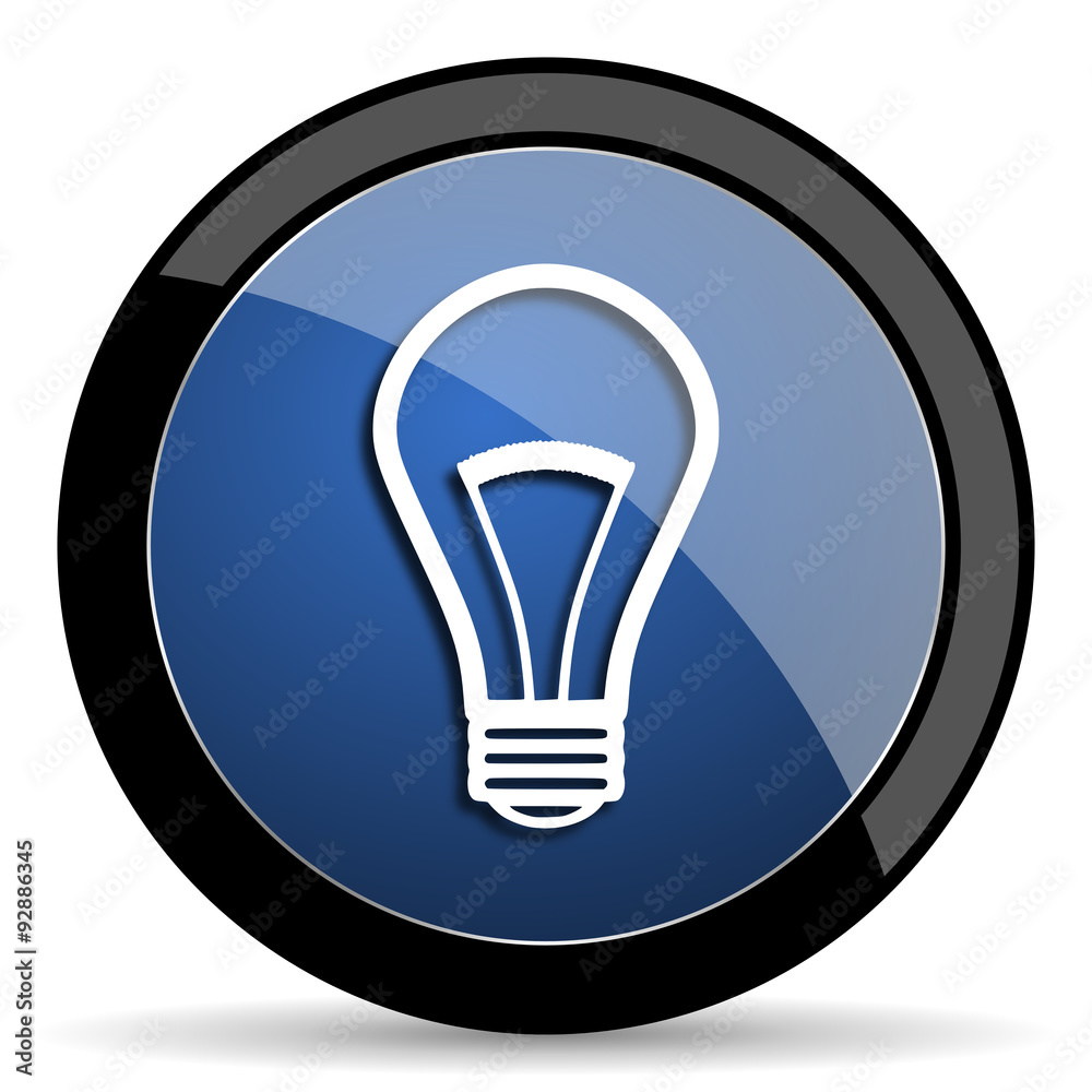 Aufkleber bulb blue circle glossy web icon on white background, round button for internet and mobile app