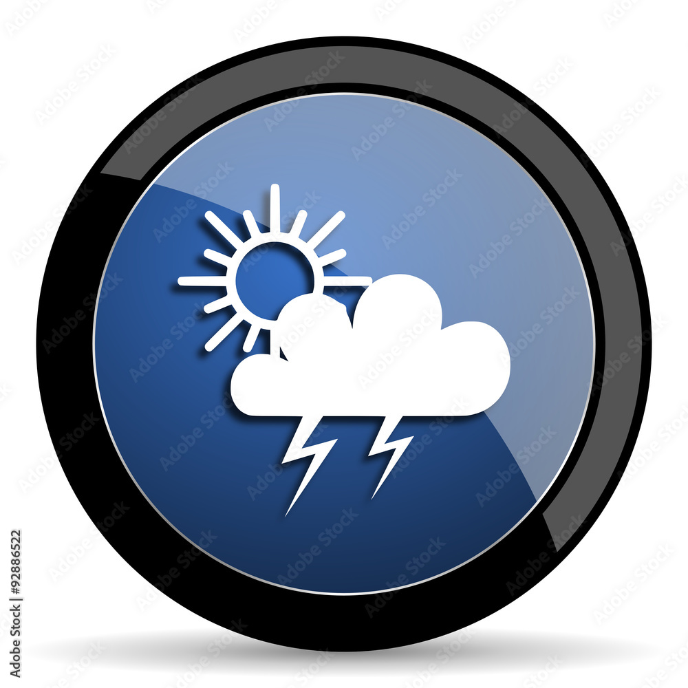 Poster storm blue circle glossy web icon on white background, round button for internet and mobile app