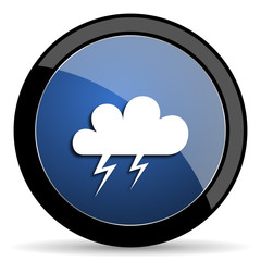 storm blue circle glossy web icon on white background, round button for internet and mobile app
