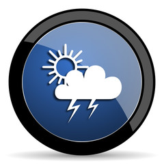 storm blue circle glossy web icon on white background, round button for internet and mobile app