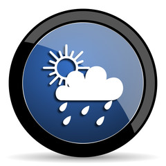 rain blue circle glossy web icon on white background, round button for internet and mobile app