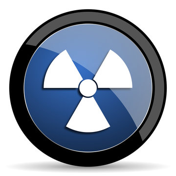 radiation blue circle glossy web icon on white background, round button for internet and mobile app