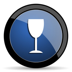 alcohol  blue circle glossy web icon on white background, round button for internet and mobile app