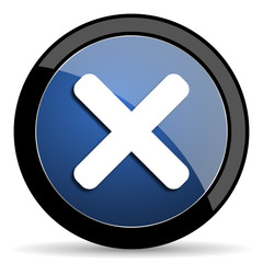 Obraz premium cancel blue circle glossy web icon on white background, round button for internet and mobile app
