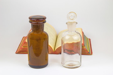 Antique glass bottles pharmacy