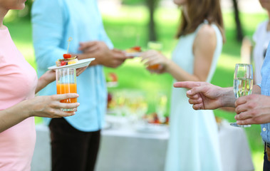 Coffee and lunch break in office garden
