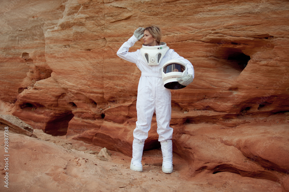 Canvas Prints futuristic astronaut without a helmet on another planet, image