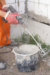 mixer attachment on a drill