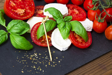 goat cheese with basil and tomato