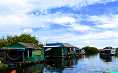 Fototapeta na wymiar Floating Village, Tonle Sap Lake, Siem Reap