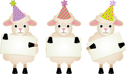 Birthday sheeps with signboards