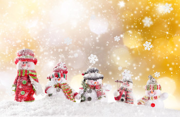 Christmas background with snowman