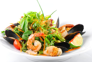 Fresh salad with seafood