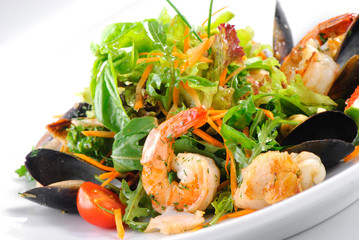 Fresh salad with seafood