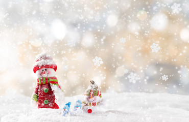Christmas background with snowman