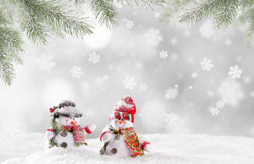 Christmas background with snowman