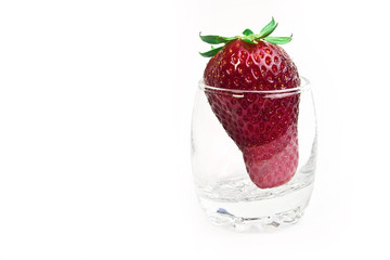 Transparent Glass Bowl With Strawberry On White