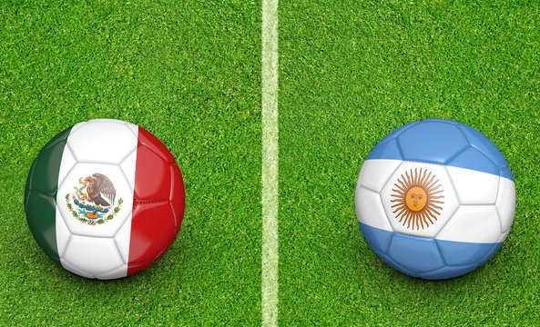 Team balls for Mexico vs Argentina soccer tournament match