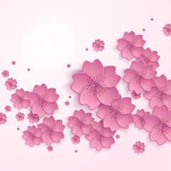Beautiful abstract floral trendy background with pink 3d flower