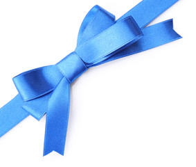 Dark blue ribbon bow isolated on white