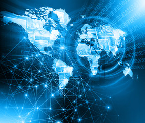 Fototapeta na wymiar Best Internet Concept of global business. Globe, glowing lines