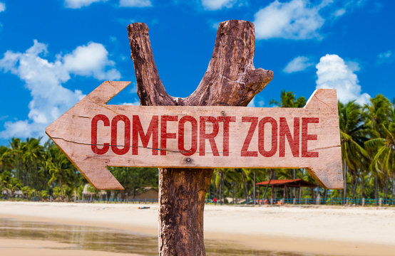 Comfort Zone arrow with beach background